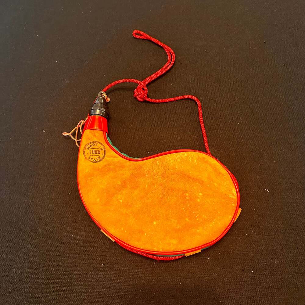Vintage Bota Suede Leather Water Wine Bag Canteen Made In Spain 1 Liter